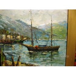 E. Grige, "Marina con barche di pescatori nel port